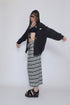 MULTICOLOR STRIPE DRAWSTRING SKIRT -GREEN MIX-
